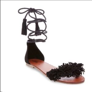 Black fringe sandals
